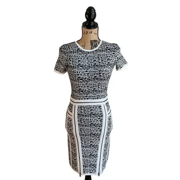 Marchesa Voyage Dress Multi Zipper Black and White Mini Dress Size XS - Picture 8 of 10